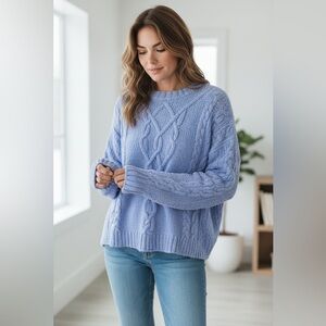 Aerie Light Blue Cable Knit Sweater